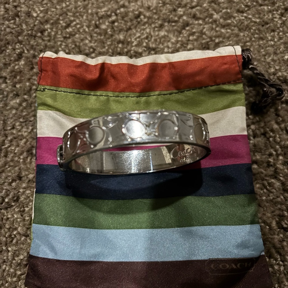 Coach Silver Embossed Bangle